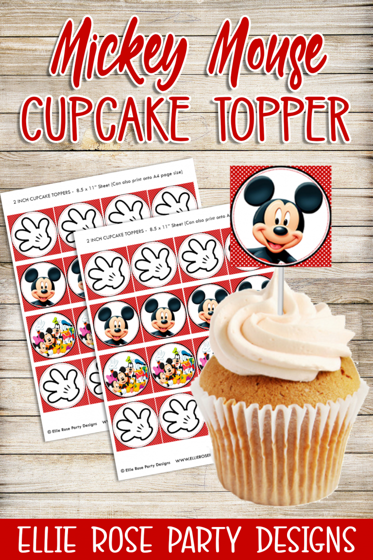 MICKEY MOUSE CUPCAKE TOPPER PRINTABLE 1 Ellierosepartydesigns