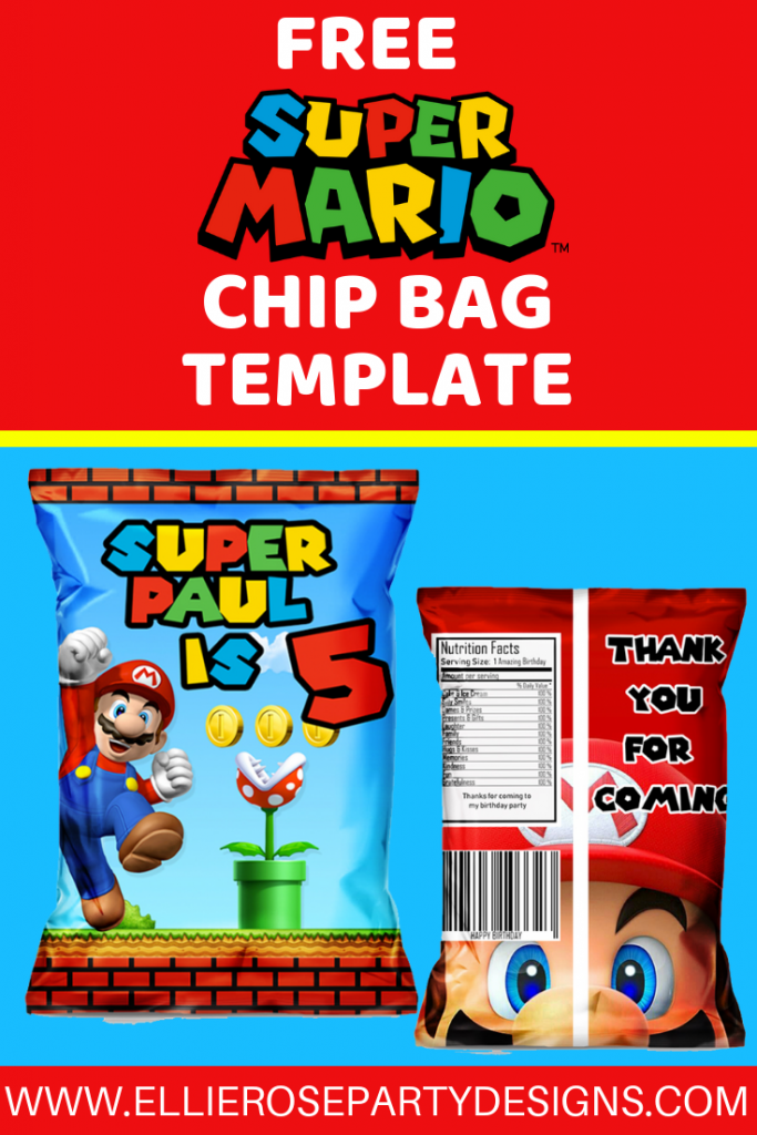 Free Printable SUPER MARIO CHIP BAGS | Ellierosepartydesigns.com