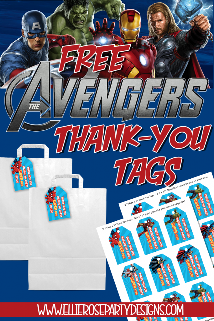 FREE Avengers favor bag THANK YOU TAG