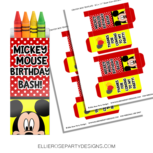 MICKEY MOUSE CRAYON BOX PRINTING TEMPLATE WOO