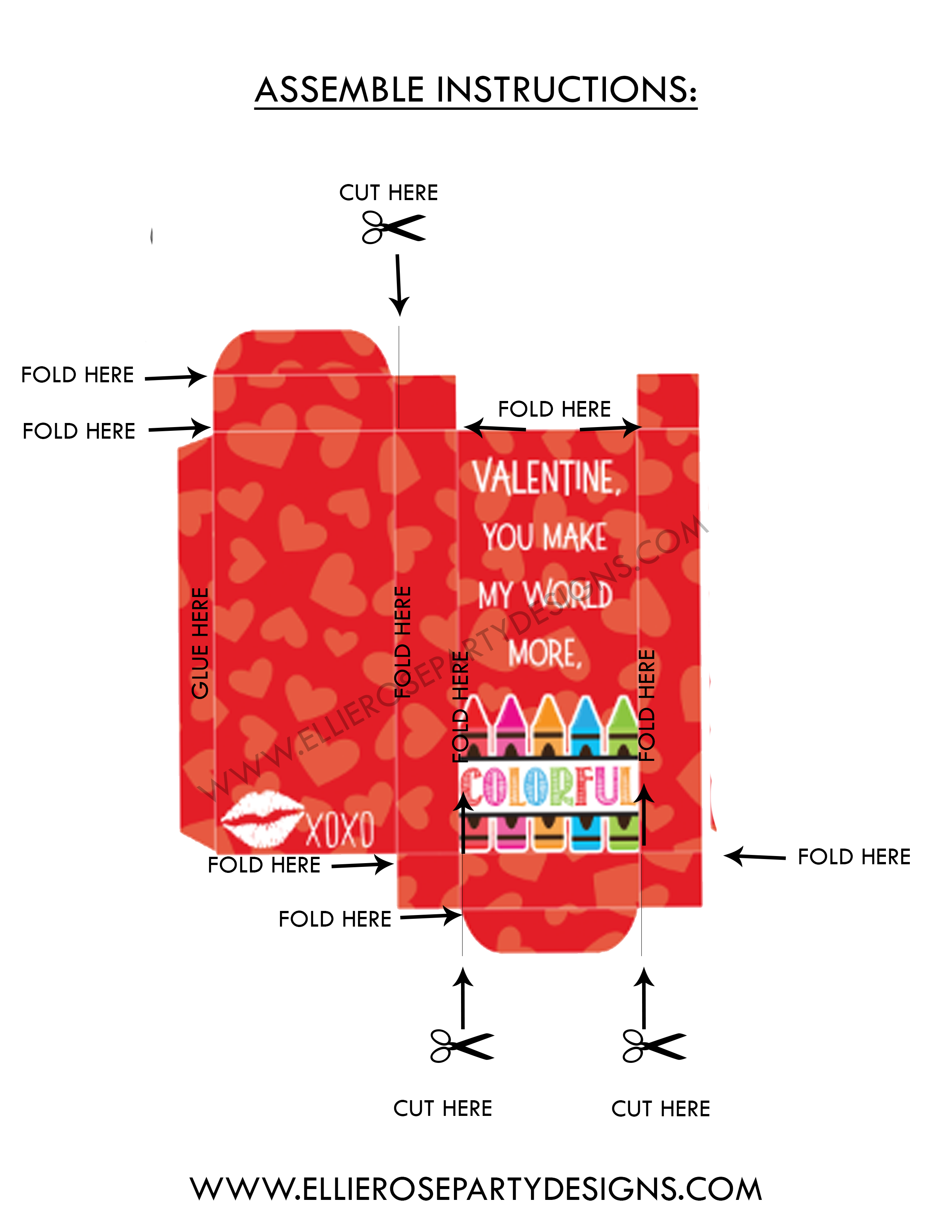 VALENTINES CRAYON BOX ASSEMBLE TUTORIAL