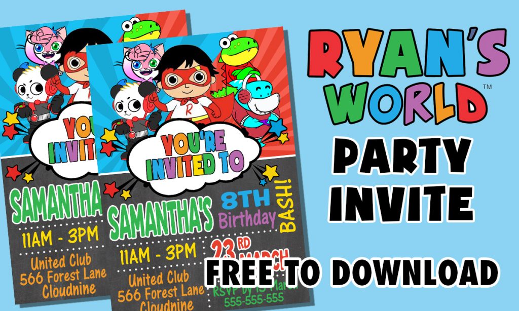 RYANS WORLD EDIBLE DIGITAL PARTY INVITATION FREE TO DOWNLOAD INVITE