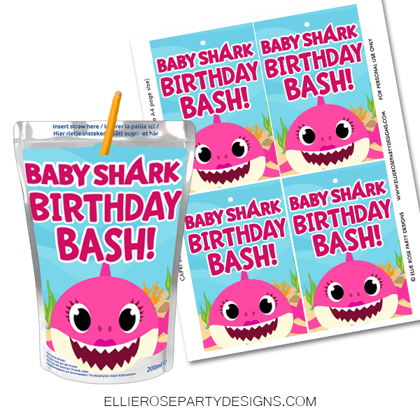 BABY SHARK PINK CAPRI SUN LABEL PRINTING TEMPLATE DRINK LABELS 2