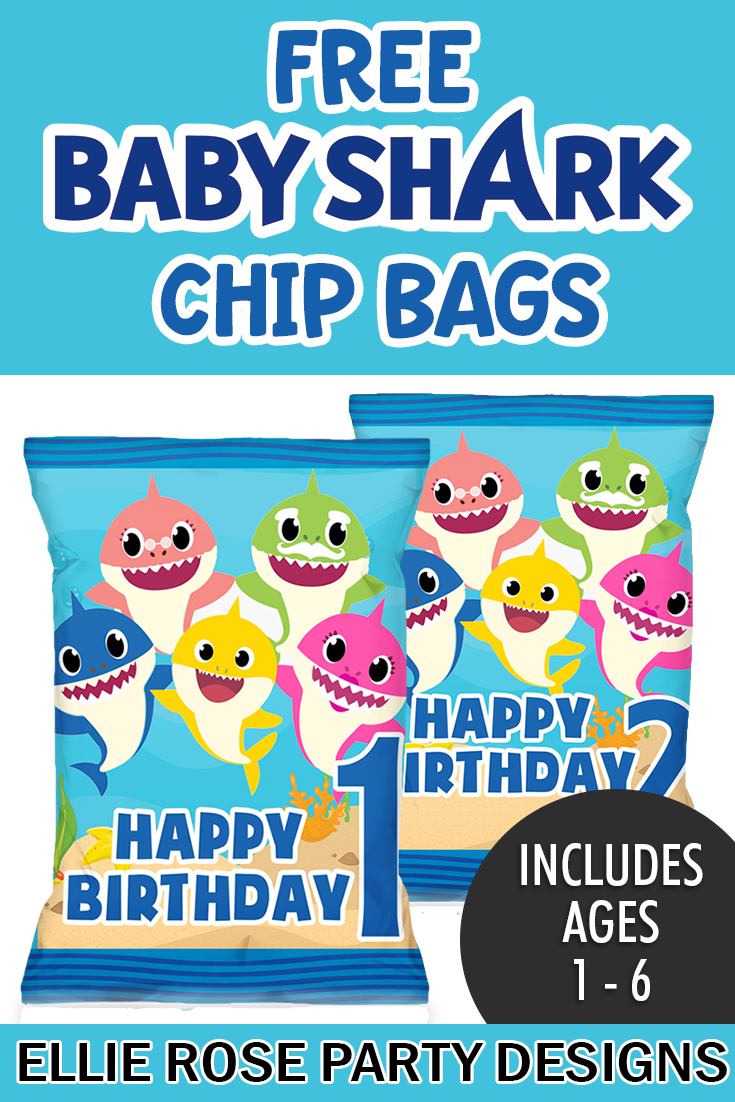Free Baby Shark Blue Chip Bags | Ellierosepartydesigns.com