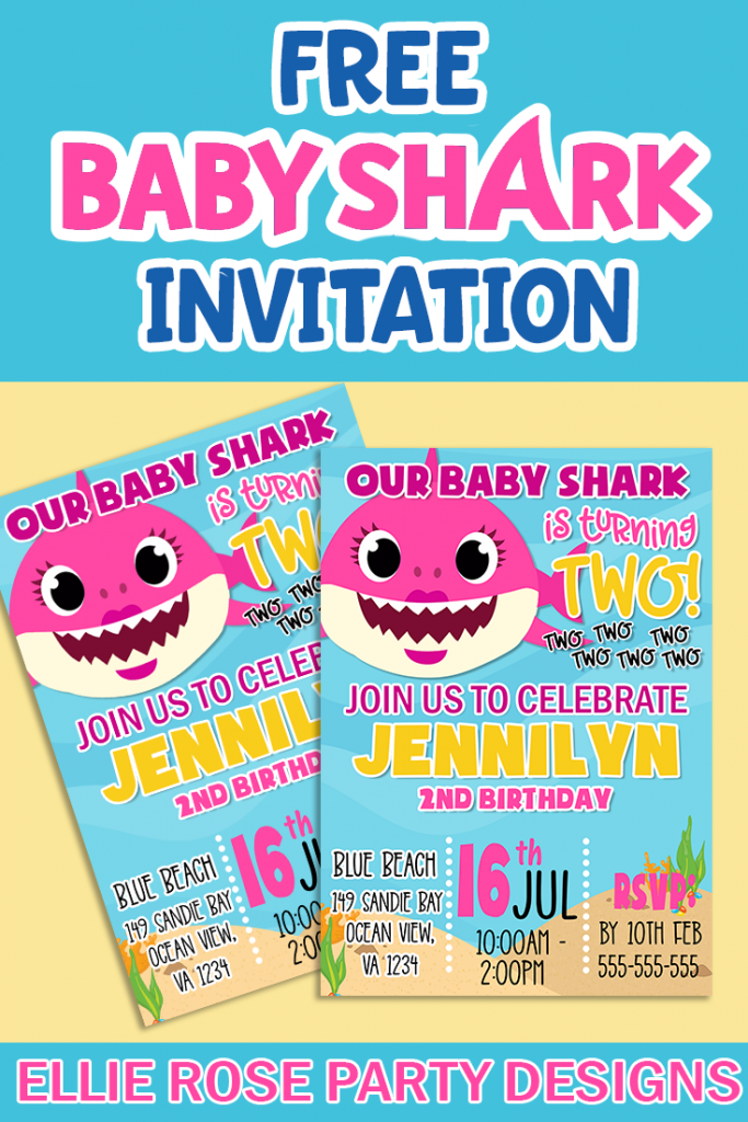 baby shark invitation pink