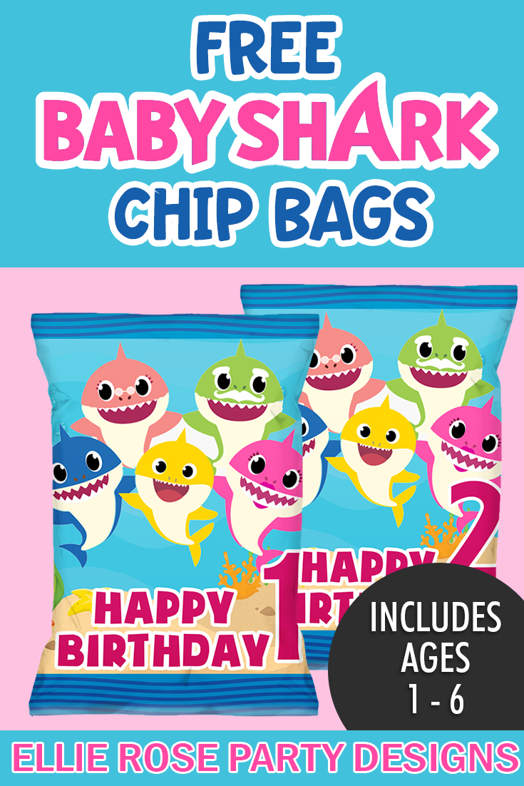 Free Baby Shark Chip Bag | Ellierosepartydesigns.com