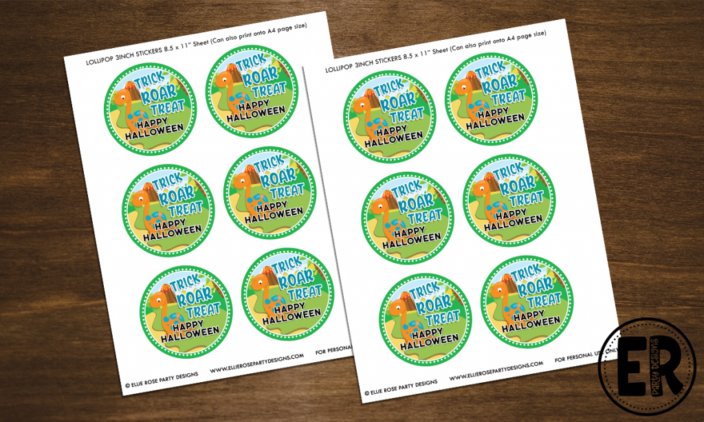 TRICK ROAR TREAT HALLOWEEN TREAT BAG STICKER LABEL PRINTABLES FREE TO DOWNLOAD 2