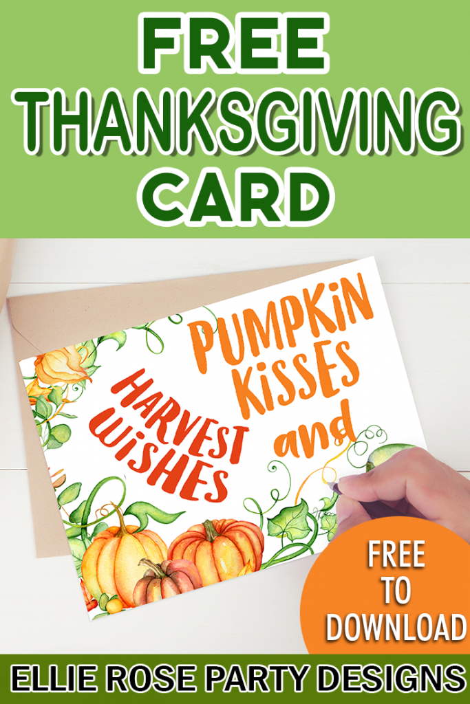 FREE PUMKIN KISSES AND HARVEST WISHES THANKSGIVING CARD DOWNLOAD INSTANTLY 2