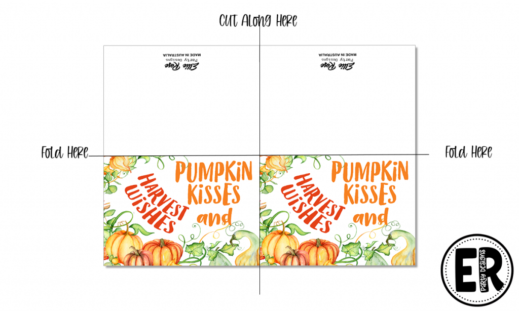 FREE PUMKIN KISSES AND HARVEST WISHES THANKSGIVING CARD DOWNLOAD INSTANTLY 4