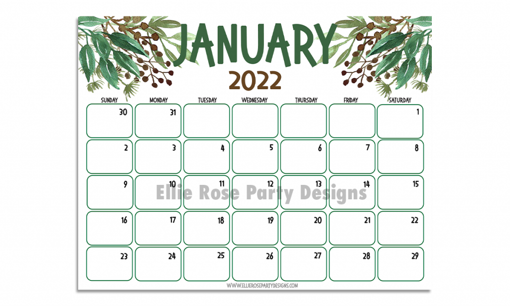 2022 JANUARY MONTHLY CALENDAR FREE TO DOWNLOAD 2