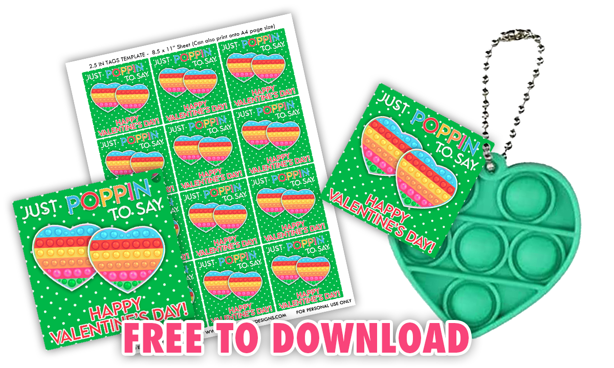 Free Pop It Valentine's Day Tags | Ellierosepartydesigns.com