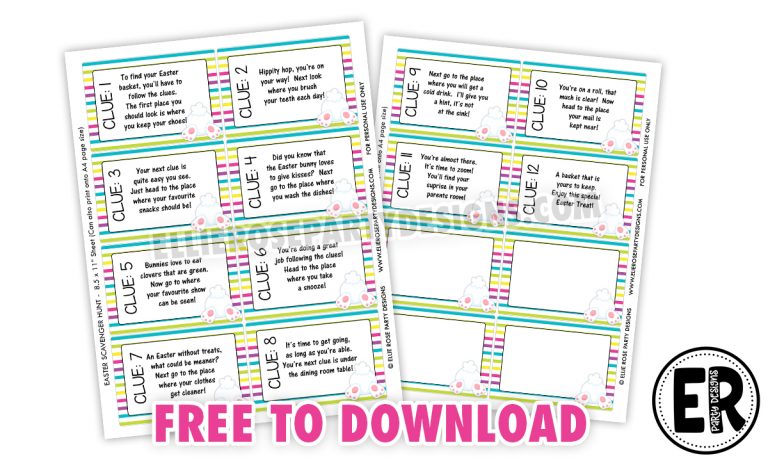 Get Free Printable Scavenger Hunt Clues | Ellierosepartydesigns.com
