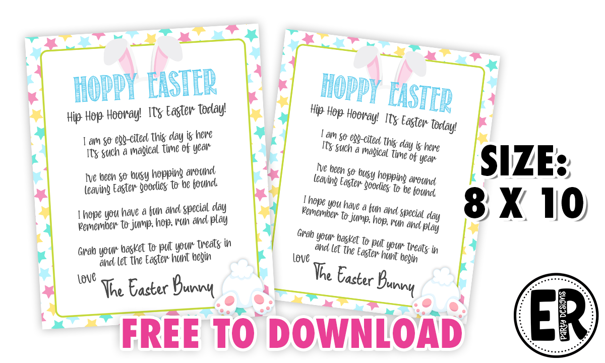 Free Printable Easter Bunny Note | Ellierosepartydesigns.com