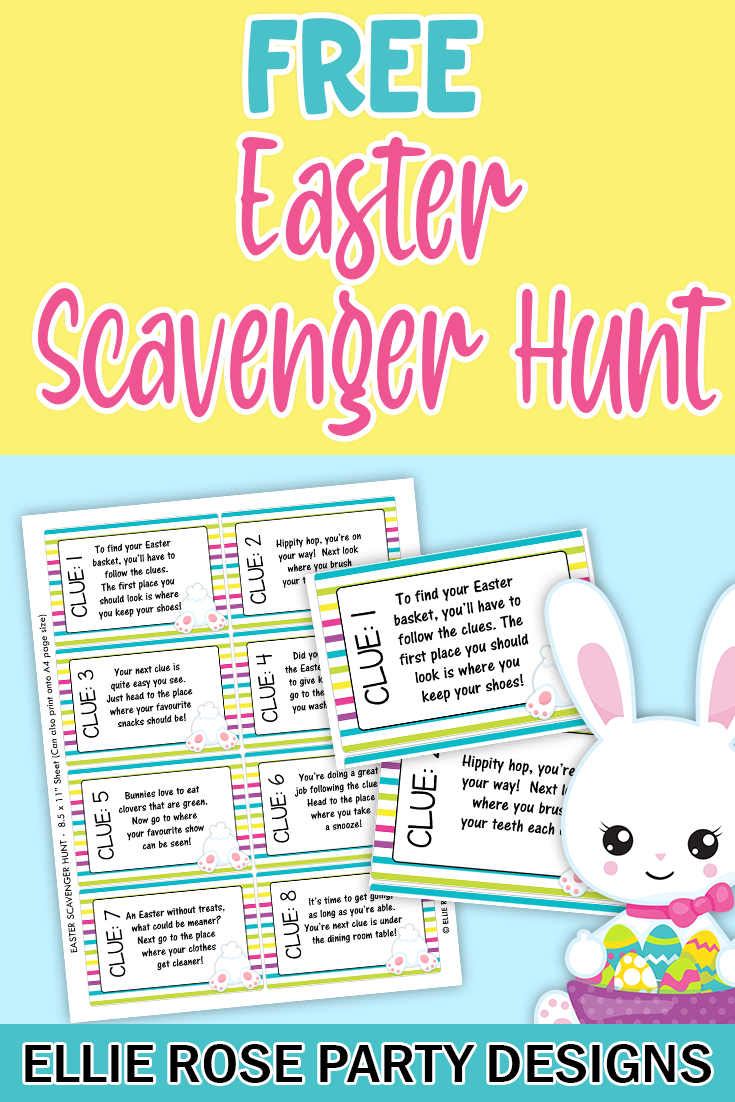 Get Free Printable Scavenger Hunt Clues | Ellierosepartydesigns.com