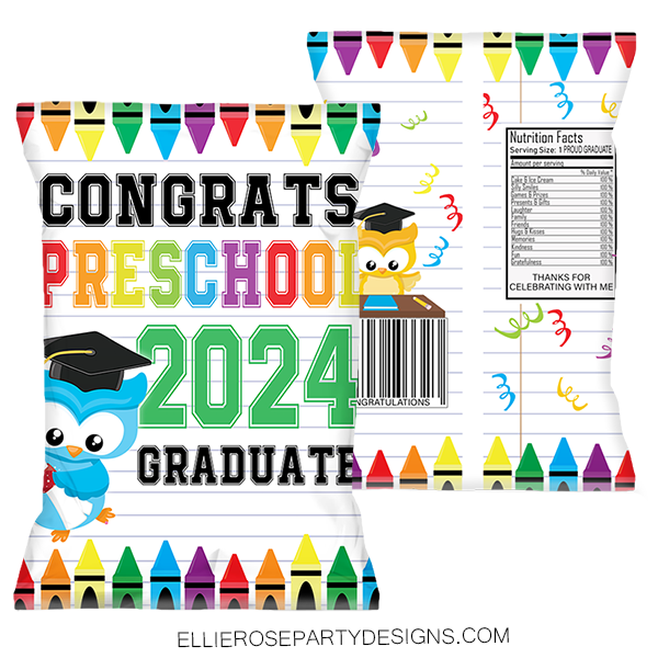 PRESCHOOL 2024 CHIP BAGS graudation PARTY FAVOUR FAVOR