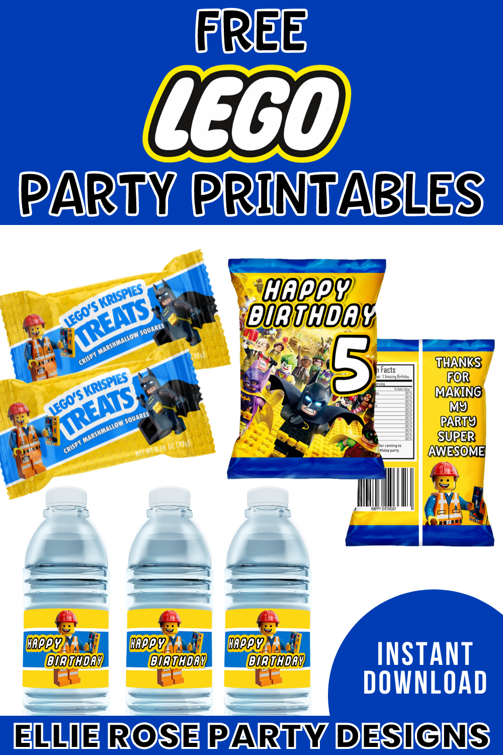 Lego Movie Free Printable Cake Toppers.  Lego movie party, Lego birthday,  Lego themed party