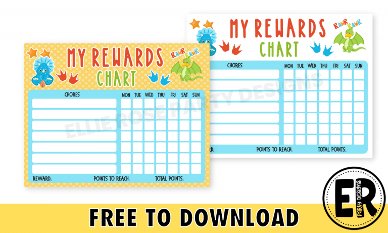 Free Printable Rewards Chore Chart | Ellierosepartydesigns.com