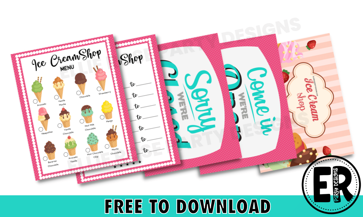 FREE ICE CREAM SHOP DRAMATIC PLAY PRINTABLES | Ellierosepartydesigns.com