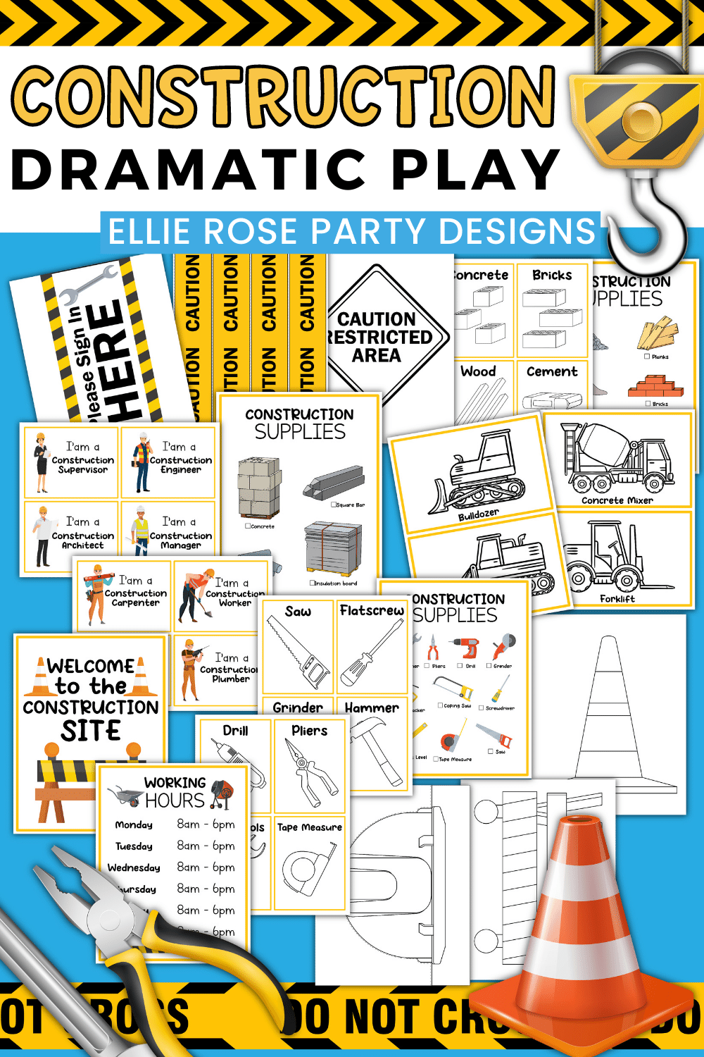 Free Construction Site Pretend Play Printables