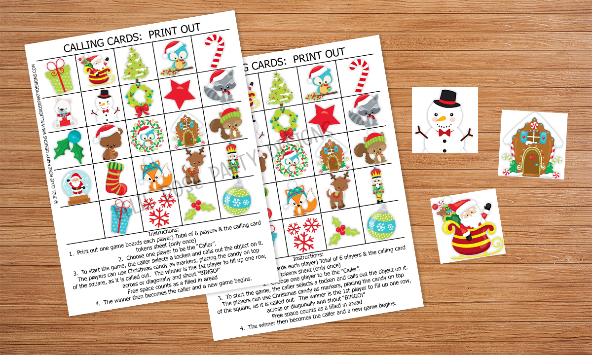 Free Christmas Bingo Printable | Ellierosepartydesigns.com