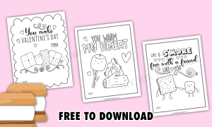 Free S'More Coloring Valentine's Day Card | Ellierosepartydesigns.com