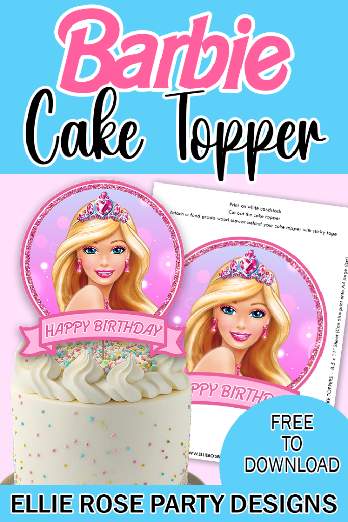 FREE BARBIE CAKE TOPPER PRINTABLE PRINT AT HOME BIRTHDAY PARTY Copy