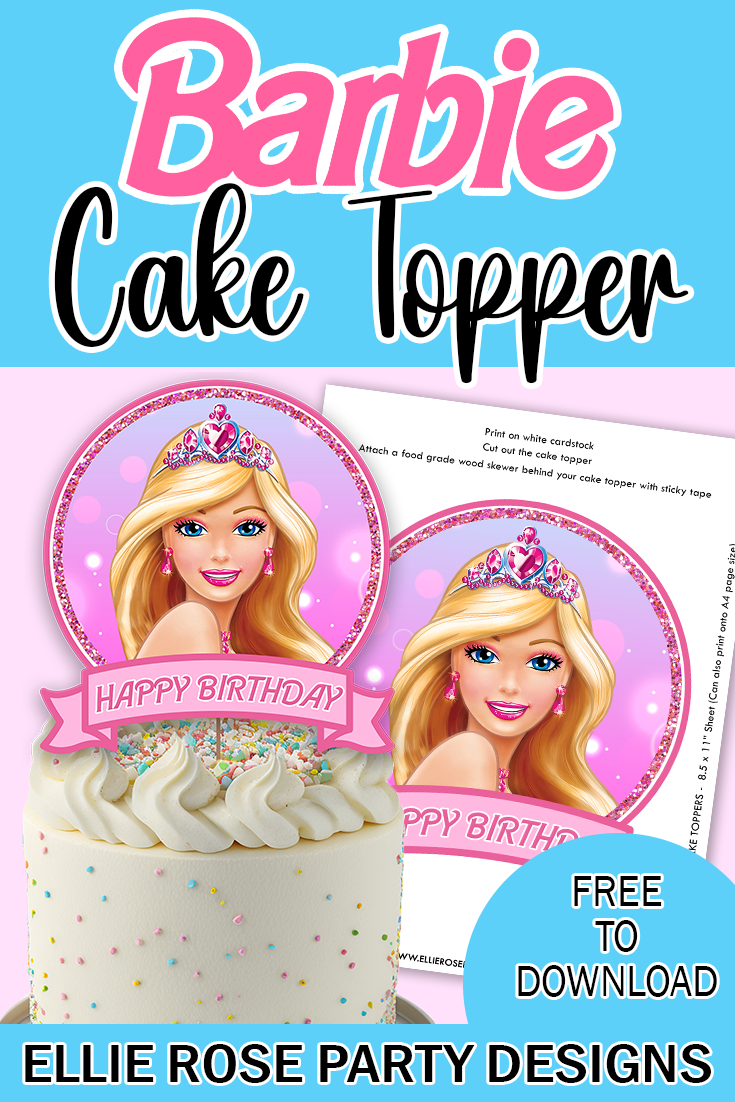 Printable Cake Topper Doll Princess Cake Topper Personalized