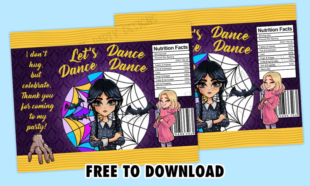 FREE Wednesday CHIP BAGS FREE TO DOWNLOAD WEDNESDAY ADDAMS NETFLIX PRINTABLE PARTY FAVOR FAVOUR 4