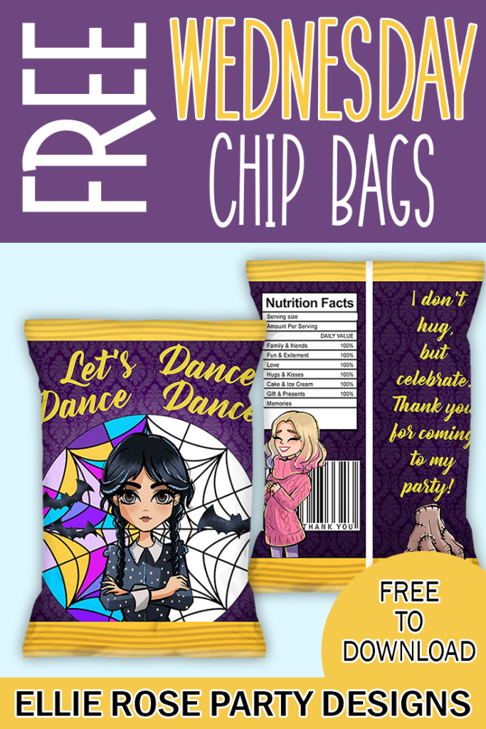 FREE Wednesday CHIP BAGS FREE TO DOWNLOAD WEDNESDAY ADDAMS NETFLIX PRINTABLE PARTY FAVOR FAVOUR