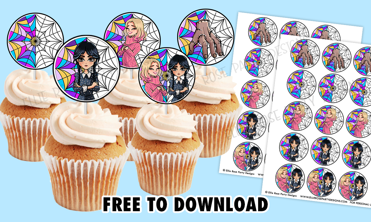 Free Wednesday Addams Cupcake Toppers Printables!