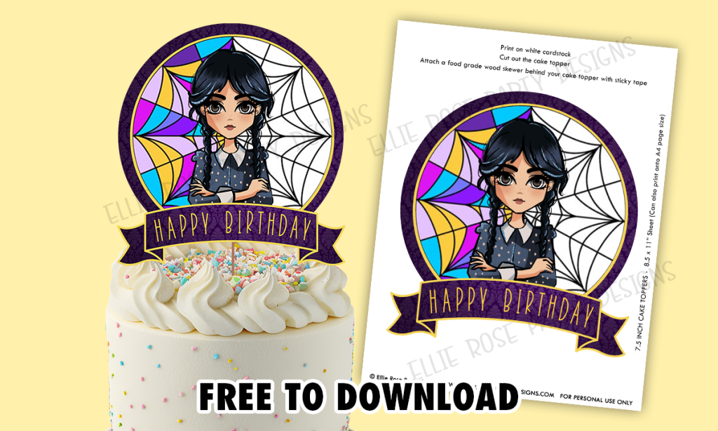 Wednesday cake topper FREE TO DOWNLOAD WEDNESDAY ADDAMS NETFLIX PRINTABLE LETS DANCE WITH HANDS A