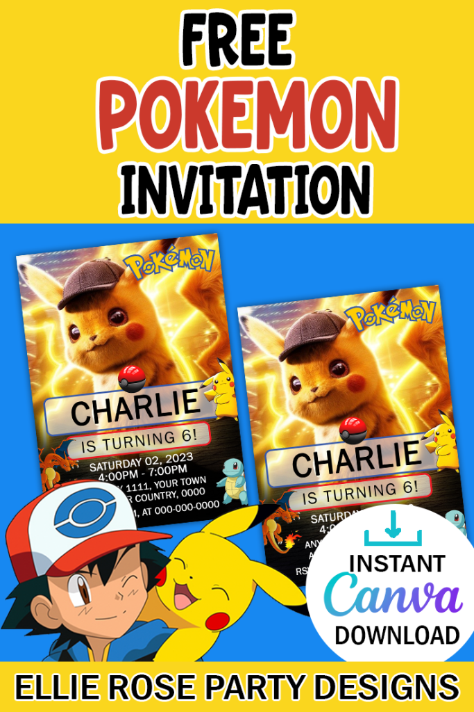 FREE POKEMON BIRTHDAY INVITATION TEMPLATE EDIT IN CANVA FAVOR FAVOURS