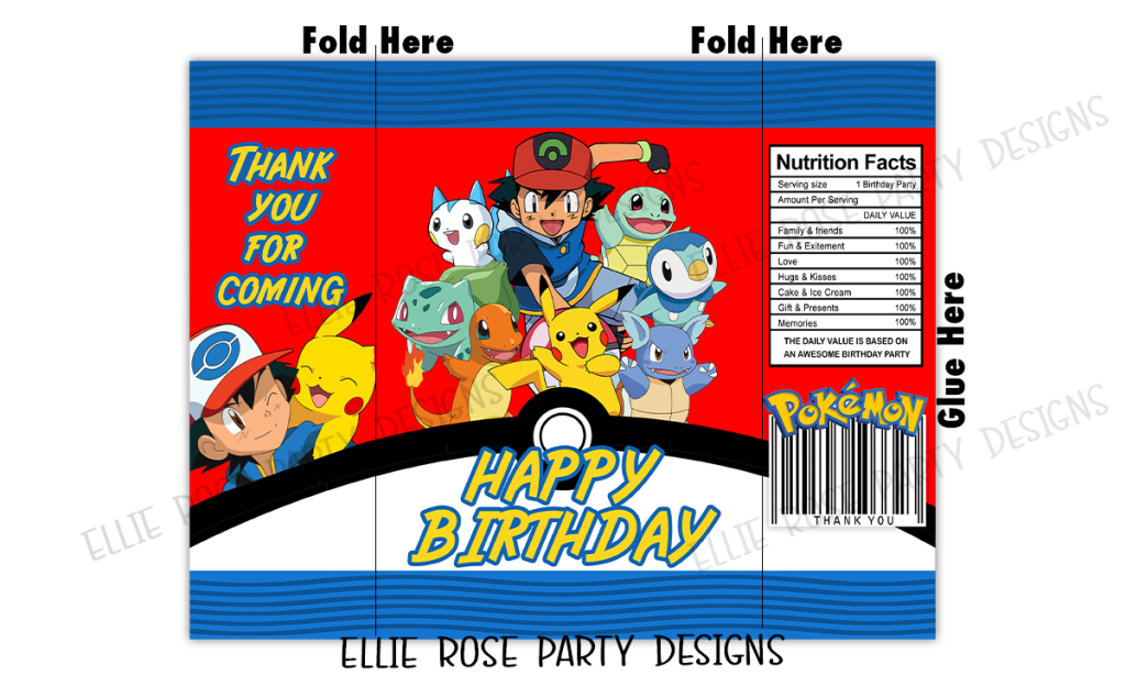 FREE POKEMON CHIP BAG PARTY FAVOR FAVOUR PRINTABLE PARTY DECORATIONS 6