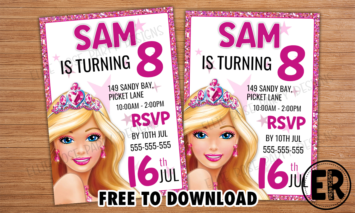 Barbie invitation cheap 7th birthday