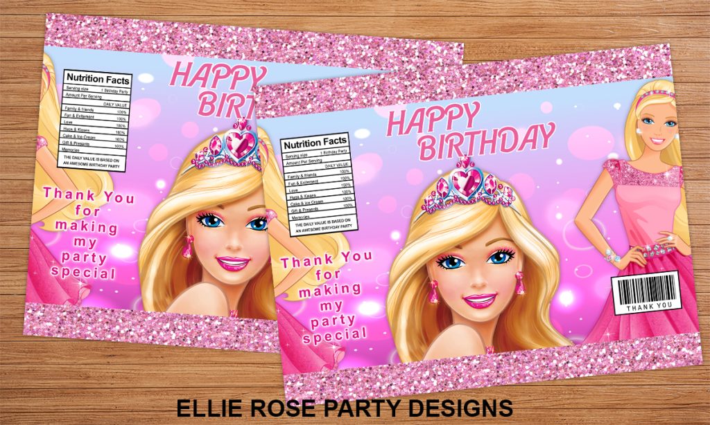 No.1 Free Barbie Birthday Party Favors Chip Bags