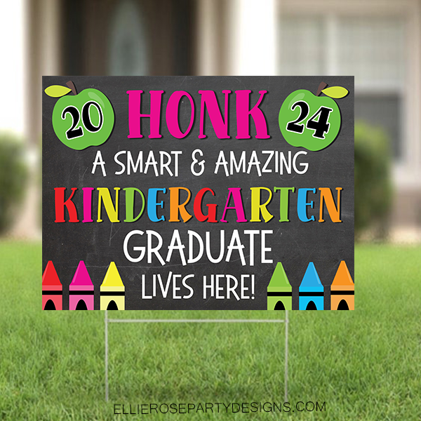 2024 KINDERGARTEN GRADUATE pink 24 X 18 LAWN SIGN CHALKBOARD