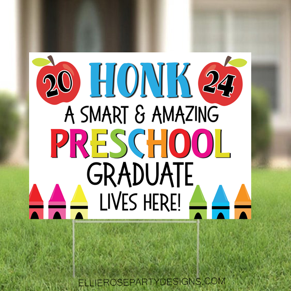 2024 PRESCHOOL GRADUATE BLUE 24 X 18 LAWN SIGN A