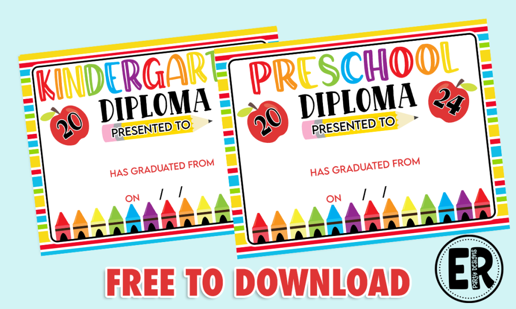 Free Preschool & Kindergarten Graduation Certificate | Ellierosepartydesigns.com