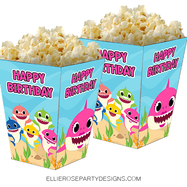 BABY SHARK GIRL PINK POPCORN BOX PARTY FAVOR FAVOUR