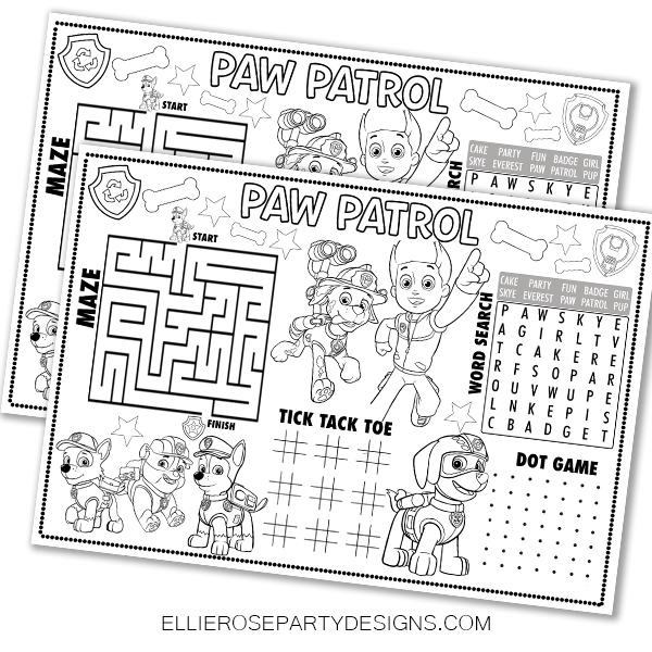 PAW PATROL ACTIVITY MAT COLORING BOOK INSTANT DOWNLOAD