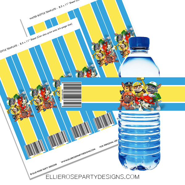 PAW PATROL WATER BOTTLE LABEL DRINK IDEAS