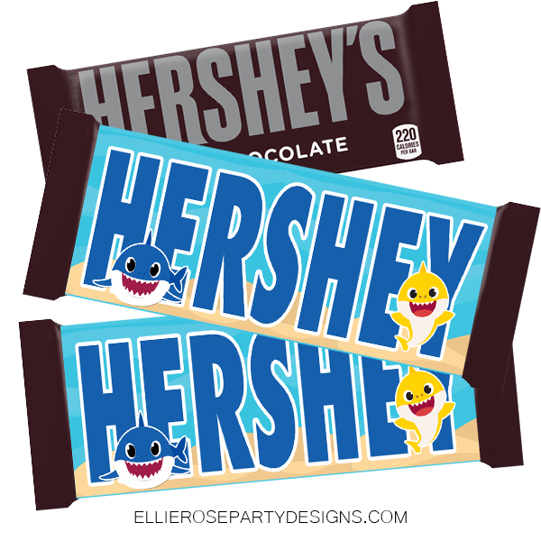 BABY SHARK BLUE BOY CHOC WRAPPERS HERSHEY CANDY TEMPLATE