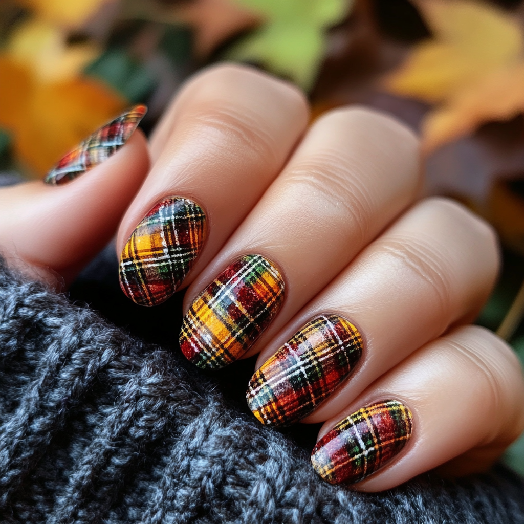 Fall Nails Plaid