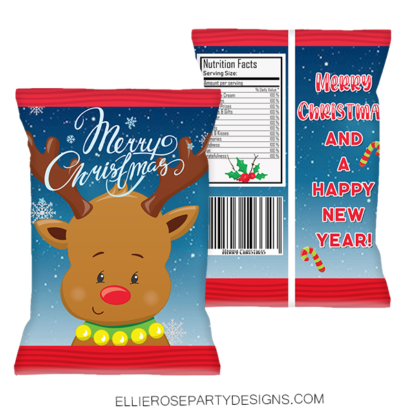 CHRISTMAS SANTA REINDEER SNOWMAN CHIP BAG PRINTABLE PACK 3